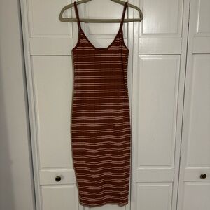 NWT Striped Red/Brown Sleeveless Dress